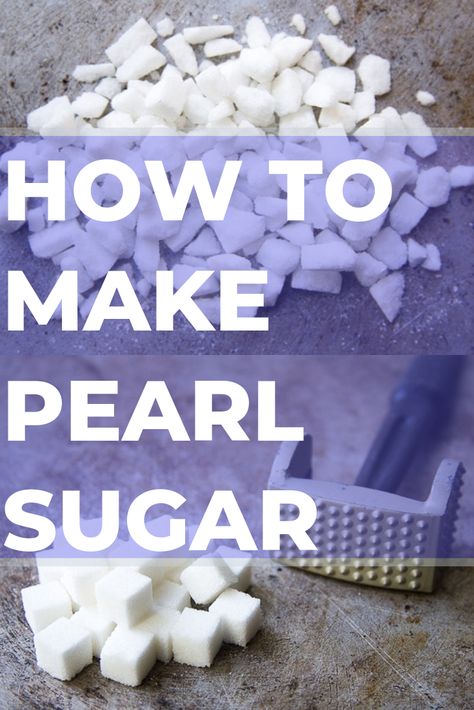 Pearl sugar is a type of specialty sugar used in baking. Sugar crystals are compressed together to form larger nibs of sugar. Learn how to make a homemade pearl sugar substitute to use for Liege Waffles as well as other baking uses! #waffles #pearlsugar #sugar Pastry Techniques, Liege Waffles Recipe, Flavored Sugars, Liege Waffles, Food Substitutes, Baker Bettie, Belgium Food, Belgian Waffles Recipe, Liege Waffle