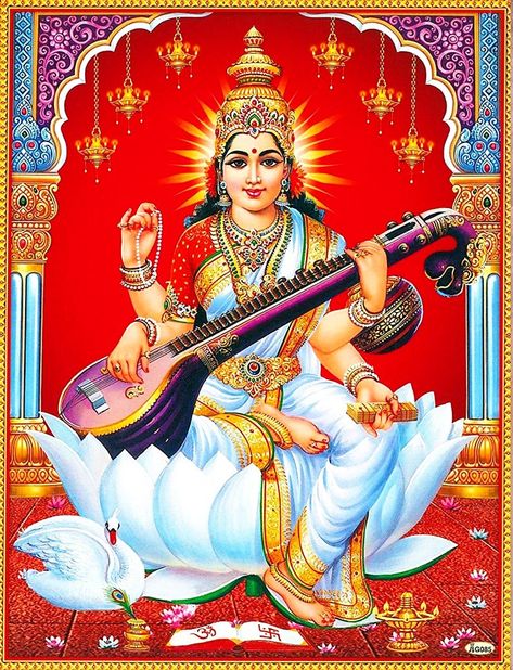 Sarswati Ji Photo, Sarswati Maa Wallpapers Full Hd, Buddha Wall Art Canvases, Mata Saraswati, Godly Pictures, Saraswati Mata, Maa Saraswati, Saraswati Photo, Meldi Ma Hd Photo