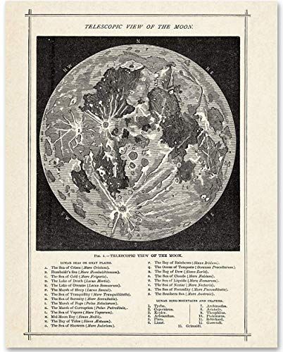 Antique Map of the Moon - 11x14 Unframed Art Print - Great Gift for Space Lovers and Astronomers Moon Map, Art Spatial, Astronomy Poster, Dark Academia Decor, Bel Art, Surface Art, Vintage Moon, Moon Wall Art, Moon Poster