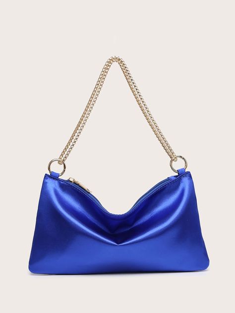 azul real Glamour Collar  Satén Plantas Bolso cuadrado Embellished Royal Blue Handbags, Royal Blue Bag, Royal Blue Purse, Minimalistic Style, Satin Bags, Blue Purse, Metal Straps, Cool Gifts For Women, Black Chain