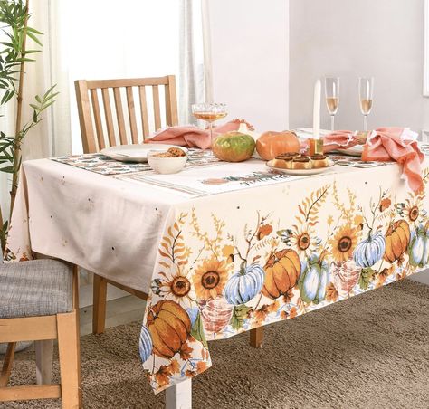 Thanksgiving Table Cover, Checkered Decor, Thanksgiving Tablecloth, Fall Tablecloth, Table Halloween, Alternative Decor, Tafel Decor, Vintage Room Decor, Hosting Thanksgiving