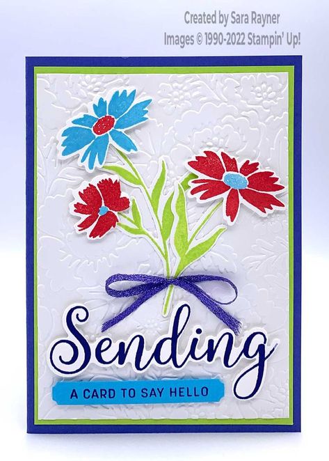 Sending Sunshine, Sending Smiles, Set Ideas, Hello Cards, Stampin Up Catalog, Stamping Up Cards, Get Well Cards, Card Layout, Floral Cards