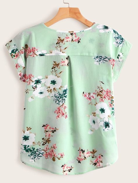 Cotton Tops Designs, Printed Blouses, Neck Designs For Suits, High Low Blouse, Dress Neck Designs, Fashion Tops Blouse, Kurti Neck Designs, Trendy Fashion Tops, Blouse Pattern Sewing