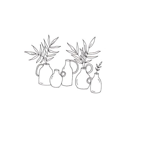 Minimalist line drawing. Ceramic vase design and houseplant decor illustration, ceramics and succulents, plant illustration simple, simple illustration plants, vase decor ideas, line drawing tattoo, tattoo ideas unique, ignorant style line drawing, muji pen art,    Taylor Ann Illustration, made by tay illustration, for sale on etsy, affordable art print gift, illustrator on instagram, los angeles artist, los angeles illustrator, los angeles small gift shop. Vase Line Drawing, Illustration Ceramics, Cricut Draw, Succulent Art Drawing, Ceramic Vase Design, Plants Vase, Houseplant Decor, Illustration Plants, Succulent Tattoo