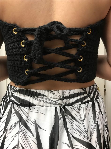 Crochet Top Lace Up Back, Crochet Lace Up Back, Crochet Halter Top, Crochet Inspo, Crochet Halter, Corset Back, Crochet Halter Tops, Ideas Crochet, Diy Knitting