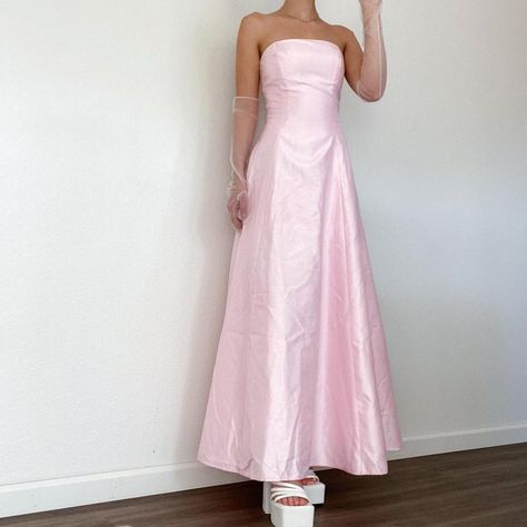 Pink Vintage Prom Dress, Vintage Pink Prom Dress, Y2k Pink Dress, Strapless Pink Prom Dress, 2000s Prom Dress, 2000s Prom, 90s Prom Dress, Barbie Pink Dress, 80s Prom Dress