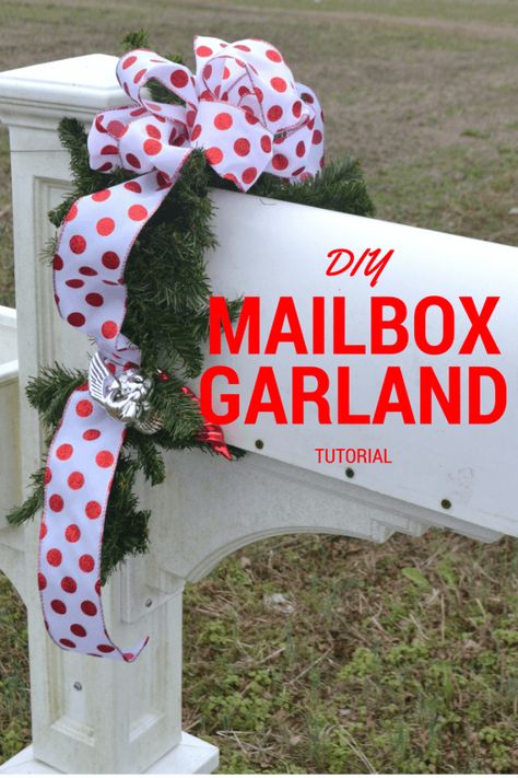 Mailbox Bows Diy How To Make, Mailbox Garland, Christmas Mailbox Decorations, Christmas Mailbox, Diy Mailbox, Christmas Bows Diy, Mailbox Bow, Mailbox Decor, Dollar Tree Christmas