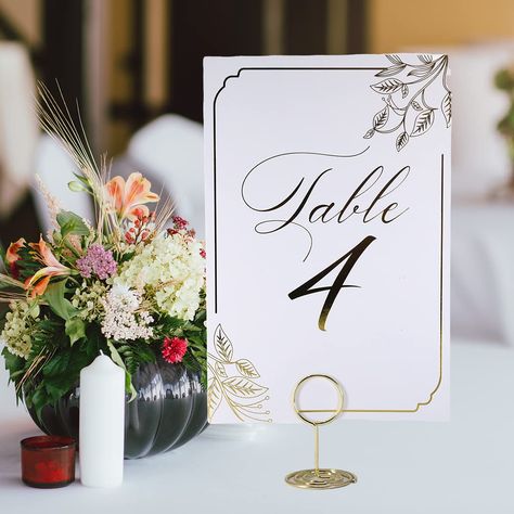 Table Card Numbers, Wedding Table Number, Gold Votive Candles, Table Number Stands, Reserved Table Signs, Diy Dinner, Table Markers, Engagement Dinner, Table Card Holder