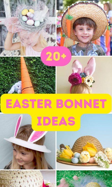 Easy Easter Hat Parade Ideas, Easter Bonnet Ideas For Toddlers, Toddler Easter Bonnet, Spring Bonnet Hat Ideas, Kids Easter Hat, How To Make Easter Bonnets Hats, Easter Egg Hat Ideas, Easy Easter Hat Ideas, Simple Easter Bonnet Ideas