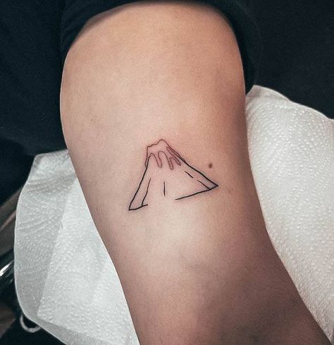 Lava You Tattoo, Simple Volcano Tattoo, Acatenango Volcano Tattoo, Small Volcano Tattoo, Volcano Tattoos, Volcano Tattoo Minimalist, Lava Tattoo, Volcano Tattoo, Art Inspired Tattoos