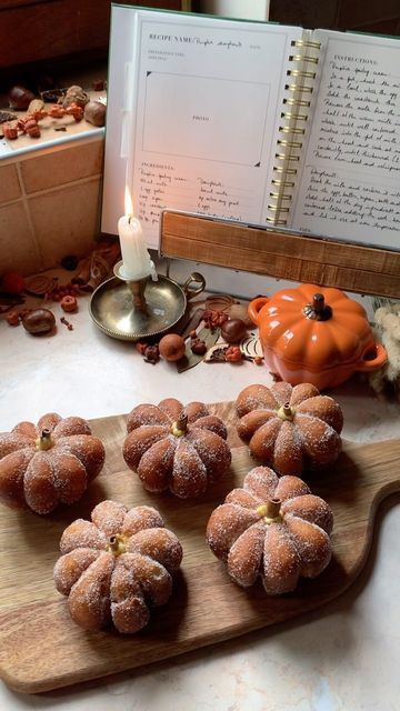 Autumn Pastries, Autumnal Baking, Romanticizing Autumn, Pumpkin Pastry, Autumn Cooking, Pumpkin Doughnuts, Tis Autumn, Halloween Aesthetics, Pumpkin Doughnut