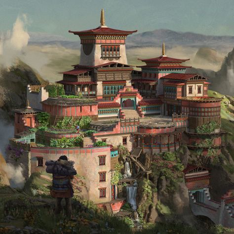 Medieval Castle Layout, Bald People, Strange Plants, Witch Style, Lots Of Plants, Ancient Chinese Architecture, Japanese Castle, Asian Architecture, Starship Design