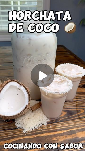 Angela Zarzosa on Instagram: "Horchata De Coco , Rica ,Refrescante y Cremosa #coconut.  #horchatadecoco #horchata #aguasfrescasmexicanas #fyp  #cocinandoconamor #cocinando_con_sabor619 #coconut  #aguasfrescas #aguadecoco #recetascaseras #tecetasfaciles #tj" Coconut Horchata, Coconut Horchata Recipe, Coconut Agua Fresca Recipe, Aguas Frescas Mexicanas Recipes, Agua Horchata, Horchata Recipe Mexican, Horchata Drink, Coconut Water Drinks, Cold Coffee Drinks Recipes