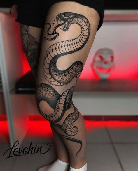 Tattoo Bein Frau, Tato Realis, Full Leg Tattoos, Capricorn Tattoo, Snake Tattoo Design, Leg Tattoo Men, Leg Tattoos Women, Leg Sleeve Tattoo, Pretty Tattoos For Women