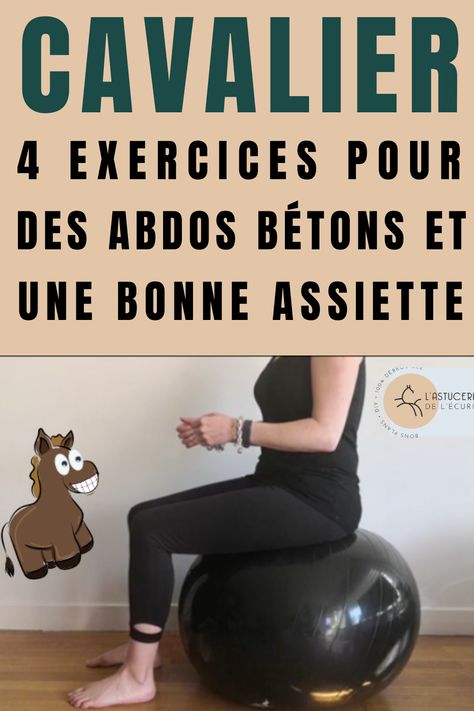 L'assiette et les abdos c'est important pour un cavalier. Voici 4 exercices de pilate simples et efficaces pour rester en forme ou se muscler. #pilate Horse Yoga, Exercise Ball, Horse Diy, Horse Training, Tai Chi, Dressage, Horse Riding, Ball Exercises, Gym Workouts