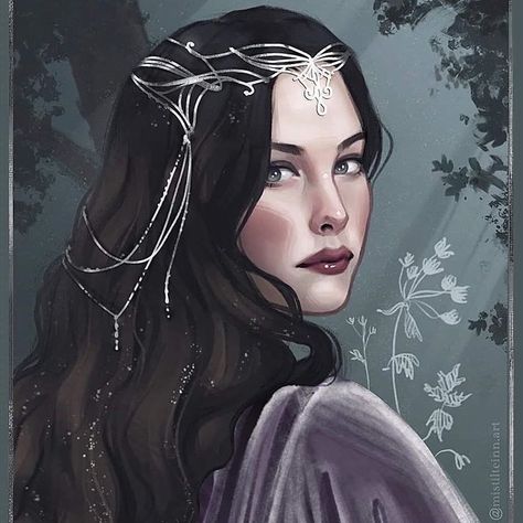 I am fantasy trash on Instagram: “#arwen 🌱 #art credits to mistillteinn! 🌱 #picoftheday #dailypic #dailypost #dailyfantasy #fantasylover #fantasy #tolkien #jrrtolkien…” Arwen Lotr, Character Form, Arwen Undomiel, Full Drawing, Tolkien Elves, Tolkien Art, Lotr Art, Fantasy Lovers, Thranduil