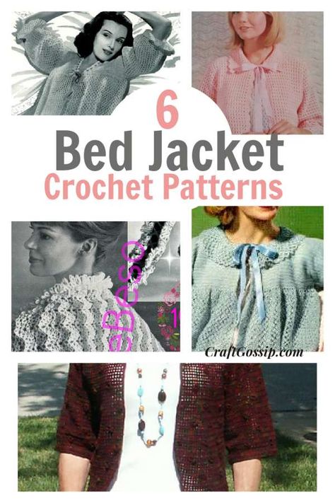 So according to my google trend results Crochet bed jackets are trending right now and taking a look at these wonderful designs it is no wonder why. These short-styled, often lacey designs are perfect for adding a little cover … Read More ... Crochet Bed Jacket, Bed Jackets, Crochet Bed, Jacket Crochet, Crochet Slippers Free Pattern, Crochet Cape, Bed Jacket, Crochet Slipper Pattern, Crochet Shawl Pattern Free