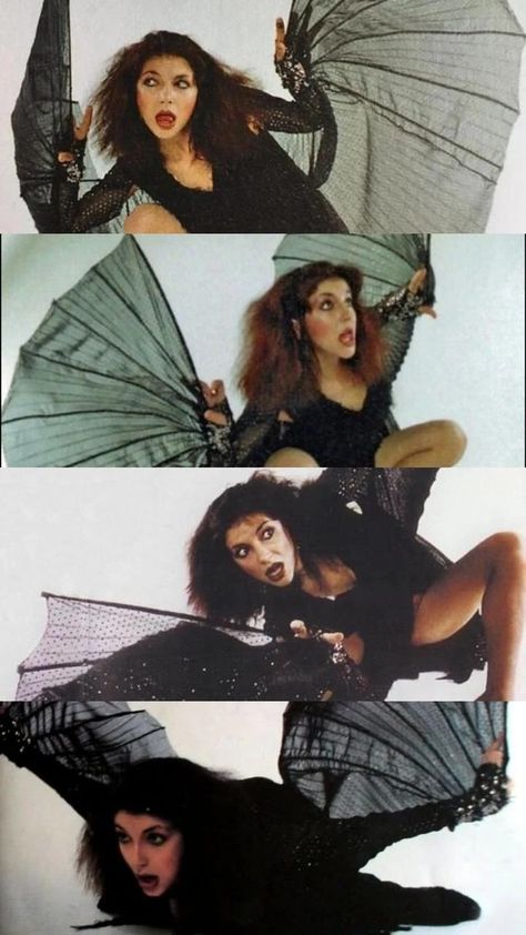 Kate Bush in a bat costume Kate Bush Bat Costume, Kate Bush Costume, 1920s Bat Costume, Kate Bush Halloween Costume, Bat Costume Aesthetic, Cat Costume Diy Women's, Kate Bush Bat, Vintage Bat Costume, Bat Costume Women's