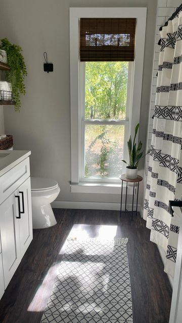 Tall Window In Bathroom, Bathroom Large Window, Picture Window Bathroom, Shower With Big Window, Windows In Bathroom, Bathroom Big Window, Window In Bathroom, Bathroom Remodel With Large Window, Shower With Window In It