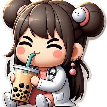 Doctor Drinking Boba Creative Profile Picture, Female Doctor, Bubble Tea, Glossier Stickers, Sticker Design, Vinyl Sticker, Bubbles, Drinks, Anime