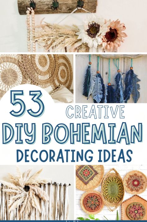 Unique hippie home decor ideas. There are so many bohemian style ideas that are also upcycle decor in this post. From boho wall decor made from thrift store junk to decorating a bohemian bedroom, you'll find so many easy and fun DIY bohemian decorating ideas here. Decorate your interior and outdoor space with these diy boho decor ideas. Boho Thrift Store Finds, Boho Dollar Store Diy, Boho Diy Crafts, Boho Diy Decor, Boho Decor Diy Bohemian Homes, Bohemian Decorating Ideas, Hippie Chic Decor, Diy Boho Wall Decor, Diy Boho Home Decor