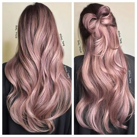 Pink champagne hair Rose Champagne Hair, Pink Champagne Highlights, Pink Champagne Hair Color, Pastel Hair Colors With Blonde Rose Gold, Rosegold Haircolor Blonde, Champagne Hair Color, Light Pink Blonde Hair Rose Gold, Champagne Hair, Makeup Tip