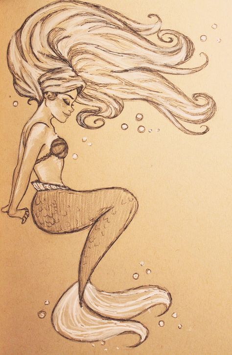 Mermaid Sketch, Mermaid Drawings, Mermaid Tattoos, Mermaids And Mermen, Mermaid Art, Arte Fantasy, A Mermaid, Cool Art Drawings, Disney Drawings