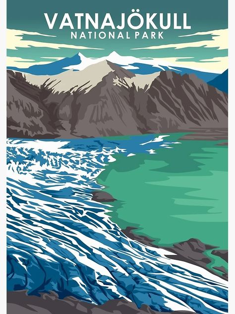 "Vatnajokull National Park Travel Poster" Poster for Sale by Jorn van Hezik | Redbubble Iceland Poster, National Park Travel, Cool Color Palette, National Park Posters, National Parks Trip, Iceland Travel, Poster Art Print, Poster Poster, Travel Poster