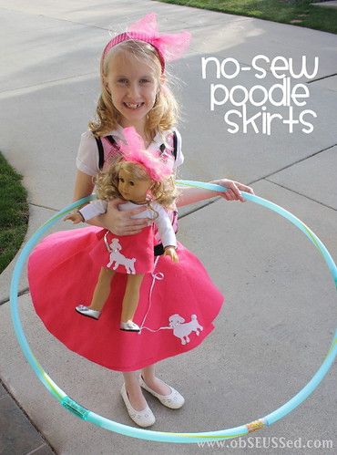 obSEUSSed: Make a No-Sew Poodle Skirt Kids Poodle Skirt, 50s Sock Hop, Poodle Skirts, Sock Hop Party, Sock Hop, Poodle Skirt, Skirt Tutorial, Skirts For Kids, American Girl Clothes