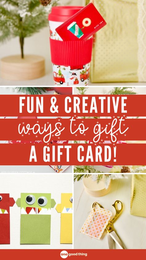 A gift card can be just as meaningful and thoughtful as any other gift! Check out these 7 creative ways to give a gift card that anyone will love. Gift Card Envelope Diy, Christmas Gift Card Presentation, Gift Card Wrapping Ideas, Homemade Gift Basket Ideas, Amazon Gift Card Ideas, Card Wrapping Ideas, Smores Gift, Gift Card Wrapping, Unique Gift Card Holder