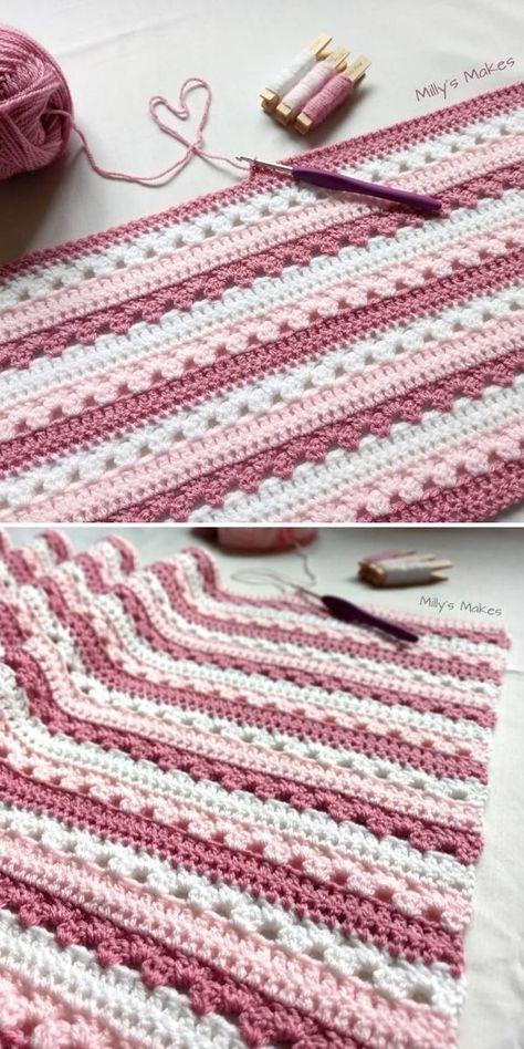 Cosy Stripe Blanket Ideas and Inspiration | Crochetpedia Multiple Crochet Stitch Blanket, Double Crochet Baby Blanket Free Pattern, Yarnbee Sugarwheel Blanket, Free Striped Crochet Blanket Patterns, Dusty Rose Crochet Blanket, Multiple Stitch Crochet Blanket, Tri Color Crochet Blanket, Crazy Crochet Blanket, Attic 24 Crochet Blanket