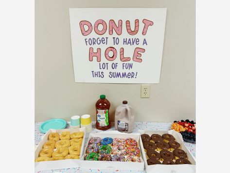 🍩donut party for last day of school🍩 Donut Farewell Party, Farewell Party, Farewell Parties, Donut Party, Last Day Of School, Teacher Life, Last Day, Donuts, Kindergarten