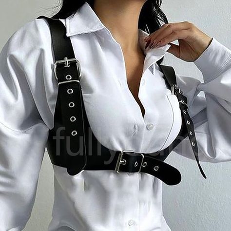 New Fashion Luxury Female Belt Black Leather Harness Chain Belt Gothic Corset Dress Belt Personality Lady Trendy All-match - Belts - AliExpress Leather Harness Female, Diy Harness Belt, Waist Belt Outfit, Leather Harness Outfit, Gothic Corset Dress, Corset Harness, Gothic Corset Dresses, Leather Harness Women, Black Leather Harness