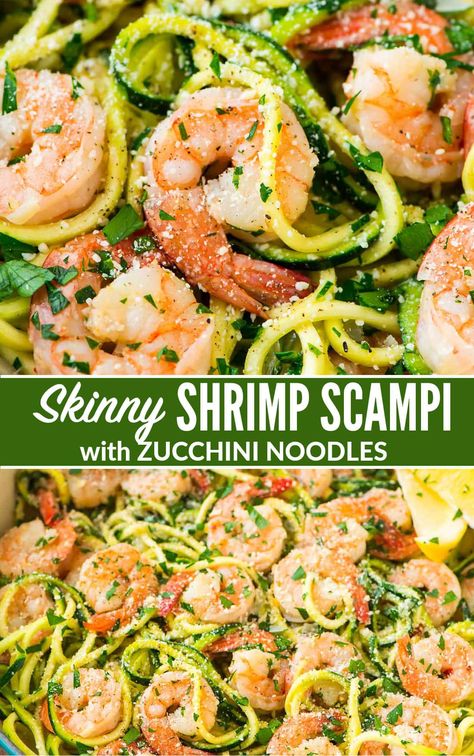 Shrimp Scampi With Zucchini Noodles, Healthy Shrimp Scampi, Shrimp Pasta Dishes, Resep Pasta, Clean Eating For Beginners, Clean Eating Recipes For Dinner, Healthy Shrimp, Spiralizer Recipes, Resep Diet