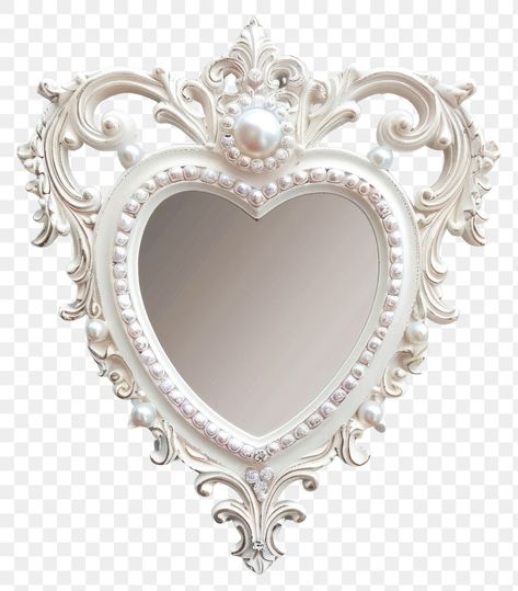 Portfolio Aesthetic, Rentry Recourses, Mirror Png, Coquette White, White Coquette, Baroque Frame, Image Overlay, Heart Shaped Frame, Heart Mirror