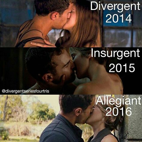 Divergent kisses - notice how Theo is always on the left and Shai is on the right? But their kisses forever are life <3 Divergent Kiss, Divergent 2014, Divergent Movie, Divergent Insurgent Allegiant, Shailene Woodley, Theo James, Allegiant, Bucket Lists, Insurgent