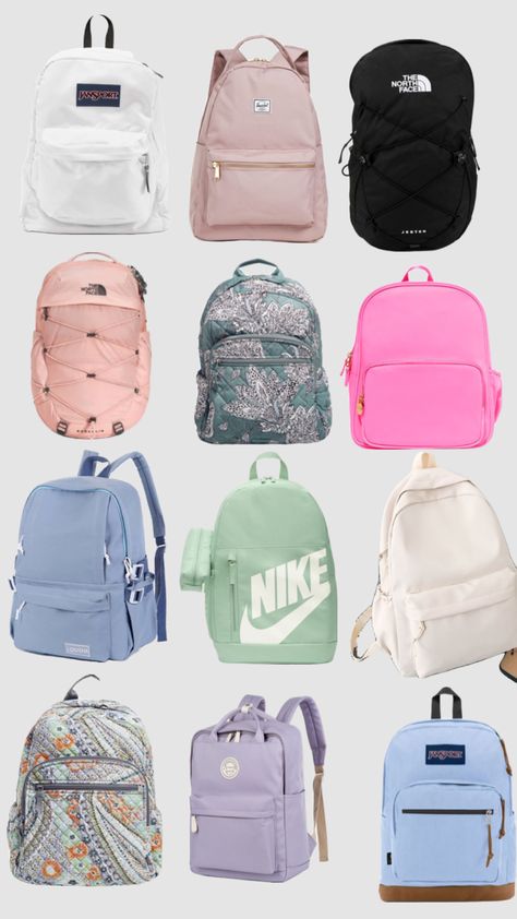 Backpacks for school!!🌅#inspo #school Nike School Backpacks, School Shuffles, School Backpack Essentials, Preppy Backpack, College Student Hacks, School Bag Essentials, Backpack Essentials, Aesthetic Backpack, Aesthetic Bags