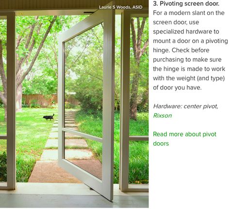 Pivot screen door Screened Porch Doors, Decorative Screen Doors, Traditional Porch, Sliding Screen Doors, Porch Windows, Building A Porch, Modern Screens, Porch Doors, Screened In Patio