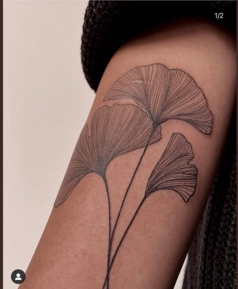 Ginkgo Leaf Tattoo, Art Nouveau Tattoo, Green Tattoos, Leaf Tattoo, Water Tattoo, Plant Tattoo, Botanical Tattoo, Small Hand Tattoos, Line Work Tattoo