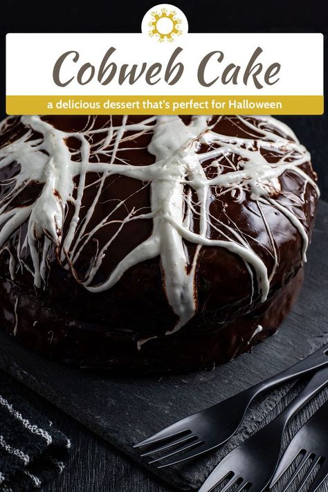 Cobweb cake is a great fun recipe to work on together for Halloween. Stretchy marshmallow tops a chocolate ganache cake for a spooky dessert. Cobweb Cake, Chocolate Ganache Cake, Dessert Places, Ganache Cake, Cake Hacks, Fall Cooking, Take The Cake, Halloween Food For Party, Halloween Food