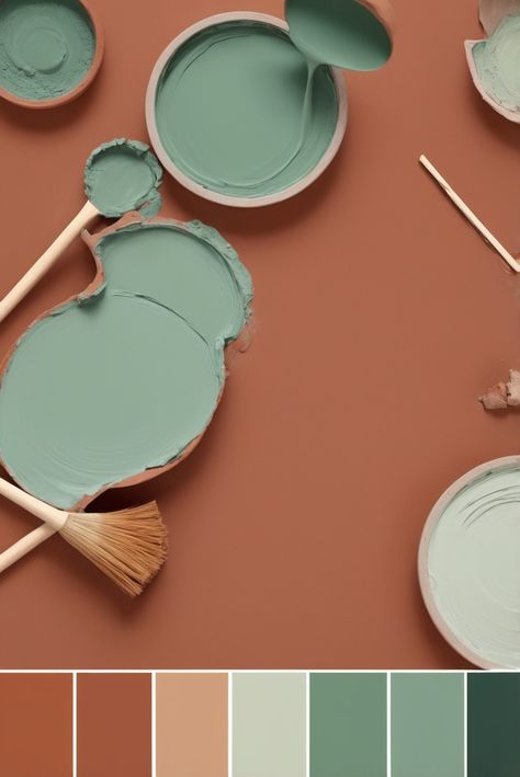 Curious about the latest trends in the world of fashion? Discover the top "A-list" styles and tips in this exclusive guide. #ad     #Colortrend #wallpaint2024  #color2024  #DIYpainting  ##DIYhomedecor  #Fixhome Terra Cotta Ceiling, Green Pink Terracotta, Desert House Colors Exterior, Terracotta Color Palette Bathroom, Terracotta Ceiling Paint, Green Rust Pink Color Palette, Terracotta And Yellow Color Palette, Green Terra Cotta Color Palette, Retro Mint Sherwin Williams