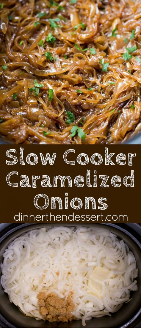 Crockpot Carmelized Onions, Slow Cooker Carmelized Onions, Appetizers Slow Cooker, Slow Cooker Caramelized Onions, Caramalized Onions, Slow Cooker Desserts, Food Meals, Onion Recipes, Crock Pot Slow Cooker