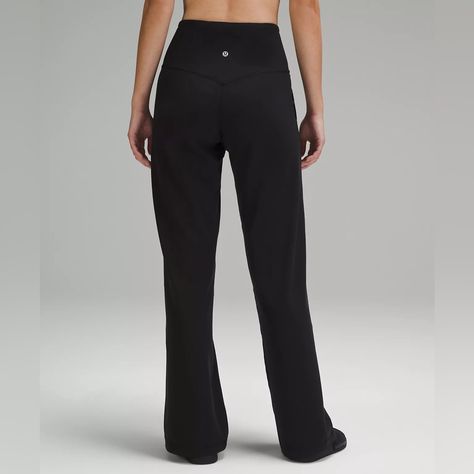 Lululemon Align Hr Wide-Leg Pant *Tall When Feeling Nothing Is Everything. The Lululemon Align Collection, Powered By Nulut Fabric, Is So Weightless And Buttery Soft, All You Feel Is Your Practice. Our Buttery-Soft Nulut Fabric Feels Weightlessly Light And Is Sweat-Wicking And Four-Way Stretch. Added Lycra Fibre For Stretch And Shape Retention. Waistband Lies Flat And Won't Dig In. Back Drop-In Pocket. Front Pockets With Interior Card Sleeve. Color: Black Size: 2, Tall High Rise 35.5" Inseam, Intended To Sit At Ankle For 5'9" And Above Curly Wurly, Wide Leg Leggings, Bday Wishlist, Tennis Shop, Black Lululemon, Card Sleeve, Low Impact Workout, Lululemon Align, Denim Jacket Men