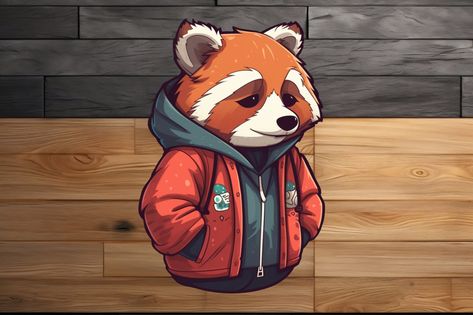 Get ready to add some cuteness to your sticker collection with this adorable red panda wearing a hoodie sticker! Perfect for decorating your laptop, water bottle, or notebook. Makes a great gift for anyone who loves red pandas or cute animal stickers. Stylized Anime, Cute Animal Stickers, Panda Hoodie, Red Pandas, Anime Cartoon, Red Panda, Animal Stickers, Sticker Collection, Hoodie Design