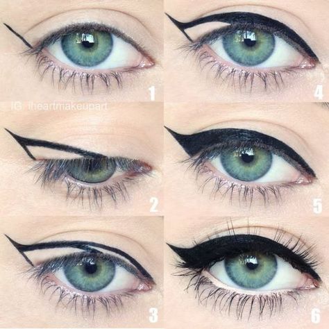 15 Life-Changing Beauty Hacks - Society19 Maquillage Pin Up, How To Do Winged Eyeliner, Cat Eye Makeup Tutorial, Eyeliner Flick, Eyeliner Glitter, Permanente Make-up, Tutorial Eyeliner, Eyeliner Application, Eyeliner Tips