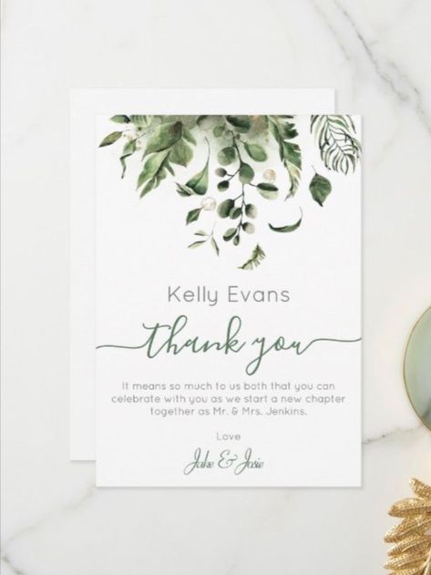 Thank You Card Design, Photo And Text, Wedding Products, Wedding Leaves, Reception Party, Shop Wedding, Wedding Thank You Cards, Wedding Guests, Thank You Notes