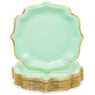 Item Description Make a statement with this decorative party plate set that is ideal for an upcoming mint green themed birthday party. These green plates from Sparkle and Bash feature gold foil scalloped edges for an elegant touch. Spend more time celebrating and less time cleaning up, disposal is a hassle-free task with these party paper plates! Product names are trademark of listed manufacturer or other owners, and are not trademarks of eForCity Corp. The manufacturer does not necessarily endo Green Themed Birthday Party, Rose Gold Party Decor, Plastic Party Plates, Birthday Wall, Green Plates, Gold Party Decorations, Polka Dot Paper, Rose Gold Party, Baby Shower Party Supplies