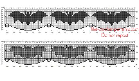 Crochet filet pattern Halloween border with bats - free filet crochet patterns download Crochet Filet Pattern, Free Filet Crochet Patterns, Halloween Border, Filet Crochet Patterns, Halloween Borders, Háčkované Lemy, Crochet Bat, Crochet Patterns Filet, Fillet Crochet Patterns