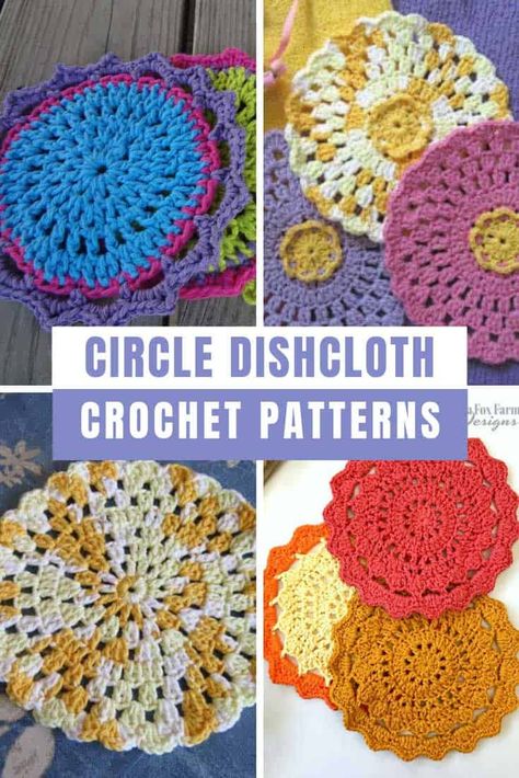 Amanda Crochets, Crocheting Tips, Crochet Washcloth Free Pattern, Crochet Washcloth Free, Crochet Dish Cloth Free Pattern, Crochet Circle Pattern, Kitchen Crochet, Room Decor Crafts, Crochet Circle