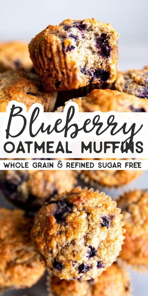 Meal Prep Muffins, Oatmeal Blueberry Muffins Healthy, Blueberry Oatmeal Muffins, Breakfast Appetizers, Blueberry Oatmeal, Healthy Blueberry, Breakfast Meal, Oatmeal Muffins, Blueberry Recipes